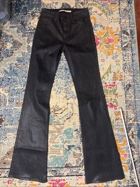 Black Faux-Snakeskin Bootcut Jeans